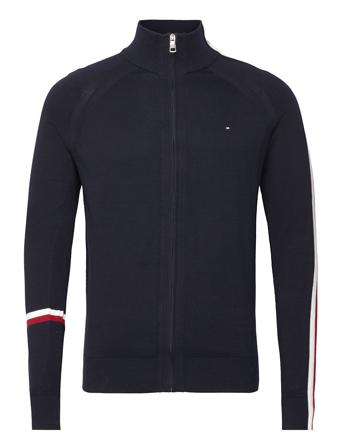 Global Stripe Intarsia Zip Thru Knitwear Full Zip Jumpers Tummansiniset Tommy Hilfiger
