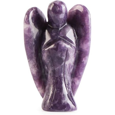 2" Lilla Lepidolith Krystal Engelfigurer Udskårne Ædelsten, ZQKLA
