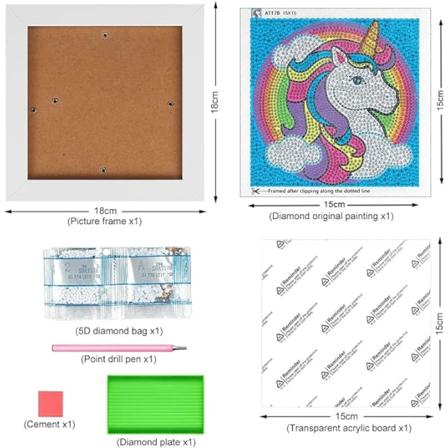 Timanttimaalaus lapsille Yksisarvinen (Sininen), Yksisarvinen DIY-maalaus