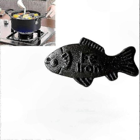 Støbejerns fisk til naturlig jernberigelse under madlavning, genanvendeligt værktøj til at tilføre mad & vand jern, perfekt til veganske diæter