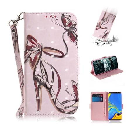 Samsung Galaxy A9 (2018) mönstrat flipfodral i läder - Sandal Med Hög Klack