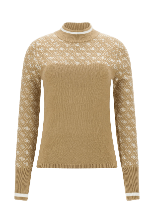 Guess Ls Mock Neck Aubrey 4G Swtr Tröjor Dam Beige XL