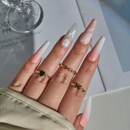 24stk Fake Nails Long French W320 W320