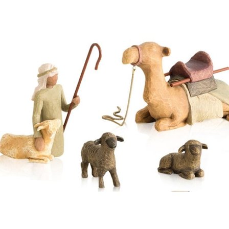 4-pack Willow Tree Julkrubba Figur Staty Handmålad Dekoration Julklapp Juldekoration Ornament