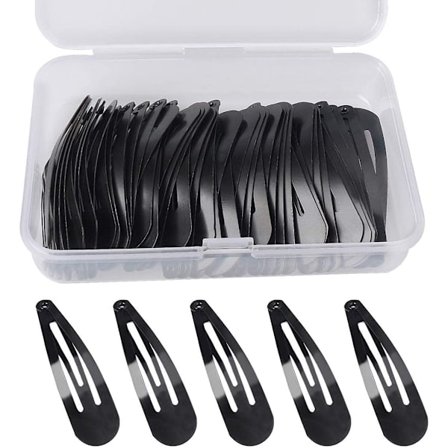 50 st svarta hårklämmor, BB-klämmor i metall för hår