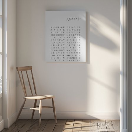 List of spices Canvastavla 30x40 cm