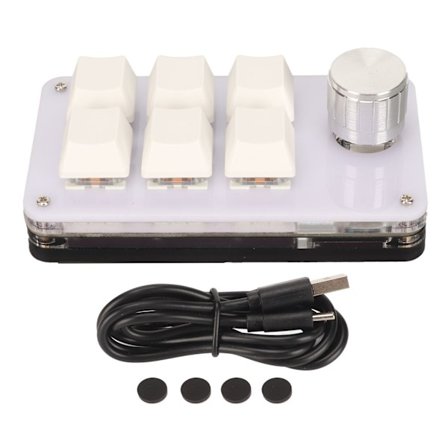 Mini-näppäimistö nupilla RGB-valo Sininen kytkin Langallinen ohjelmoitava yhden käden mekaaninen näppäimistö valkoinen