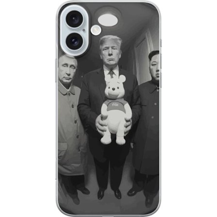 Yhteensopiva Puhelinkuori Apple Apple iPhone 16 Plus Mustavalkoinen taideteos surrealistisella poliittisella symboliikalla ja odottamattomalla kontras