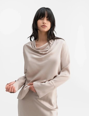 Ahlvar Gallery Zia Silk Blouse - Beige - S