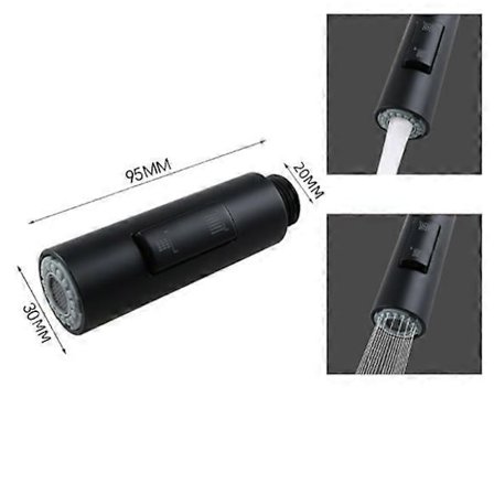 Køkkenarmatur Hoved Udskiftning Sort Krom, Udtræksarmatur Sprøjtehoved Dyse Tilbehør Fittings, Beluftningsspray Stænksikker Tud