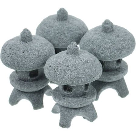 4 Asiatiska Pagodstatyer, Japansk Stenlykta, Zen Trädgård Skulptur Set
