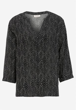 Freequent - Jacquardvævet bluse i sort / prikket til damer i størrelse XXL (46) - Cellbes