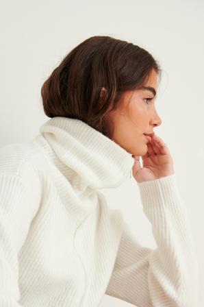 NA-KD Trend Cardigan tricoté avec grand col zippé - Pulls en maille - OffBlanc - XX-Large