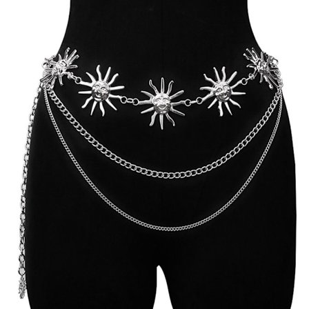 Dame Vintage Allsidig Hip Hop Stil Punk Midjekjede Kjole Cummerbunds Damebelte Sol Midjebånd Sølv