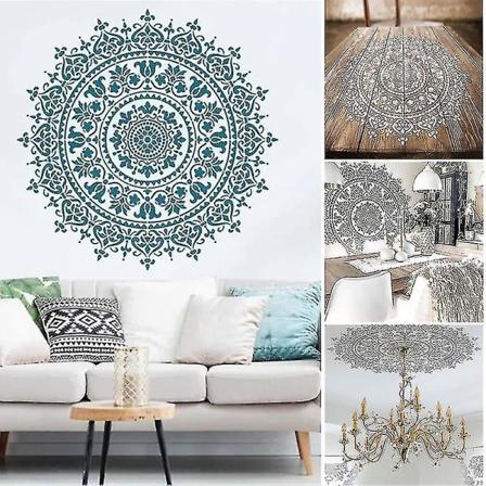 Suuri uudelleenkäytettävä mandala-stencil maalausta varten puumalleilla Scrapbooking-maalaus seinälle Canvas-paperille Kankaalle