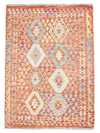 Kilim Afghan Old Style Rug 130X178 Brown/Orange Wool, Afghanistan