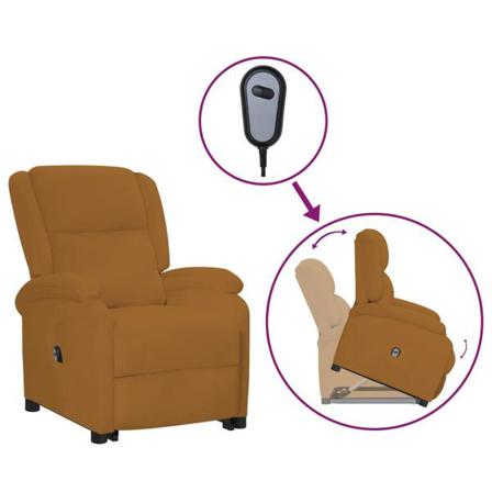 Vidaxl Reclinerfåtölj Med Uppresningshjälp Brun Sammet Brun