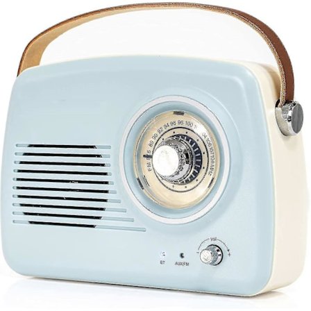 Itsenäinen vintage-radio Bluetoothilla, sininen
