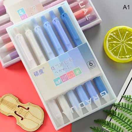 6 st/ set e Morandi Color Press Gel Pen ST Nib 0 - high quality