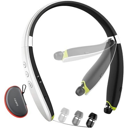 2023 Uppgraderat nackband Bluetooth-headset med infällbara öronsnäckor, hopfällbart trådlöst headset för sportkontor med bärväska