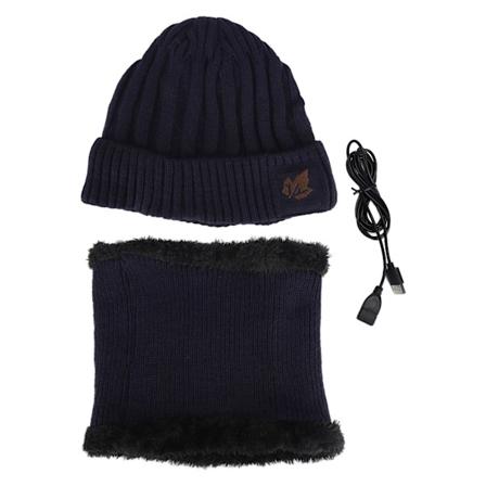 Elektrisk opvarmet hue Hudvenlig varm USB-varmehue til vinter skiløb Blå marine