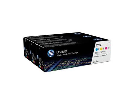 HP 128A - 3-pack - gul, cyan, magenta - original - LaserJet - tonerpatron (CF371AM)