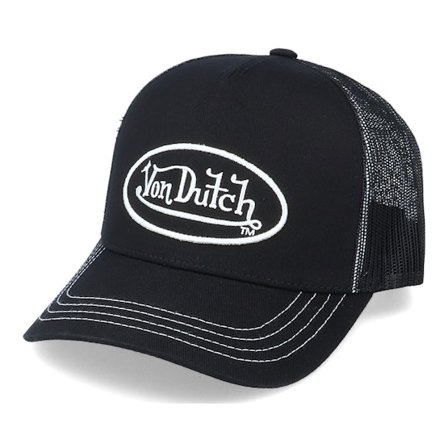 Von Dutch - Zwart trucker Cap - Oval Patch Black/White Trucker @ Hatstore