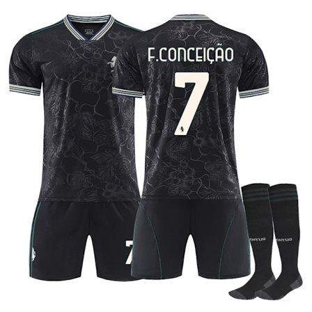25-26 Juventus F.C. Bortedrakter Tredje Drakter NO.7 F.Conceição Sett Barn Voksen Fotballutstyr Med Sokker