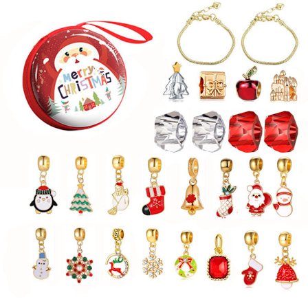 Julegave, DIY Santa Smykkesæt, Julearmbånd til børn, Velsignelsespose, Perfekt til jul/fest/fødselsdag (A)