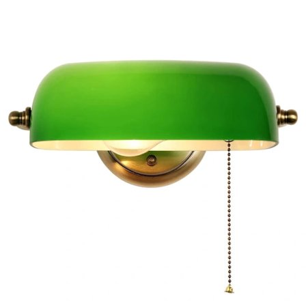 /EA/Banker Vintage Grøn Glas Væglampe med Justerbar Skærm og Lynlåsafbryder til Soveværelse Gang