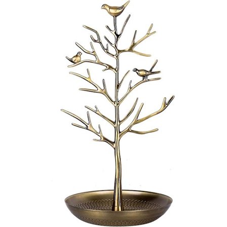 Smyckesställ Örhängeshållare Ringdisplay Fågelträd Halsband Organizer (Antik cyan)