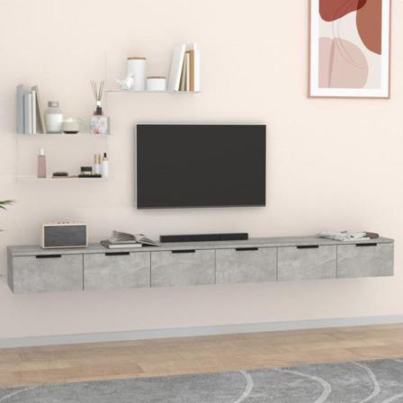 Vidaxl Väggskåp 2 St Betonggrå 102x30x20 Cm Konstruerat Trä Grå