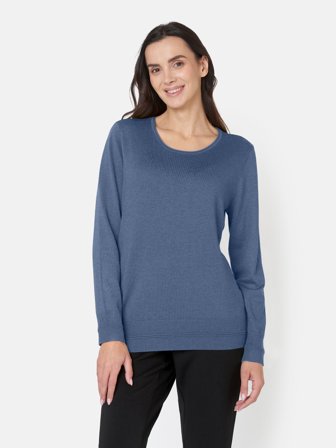 JENSEN - Strik pullover med O-hals - Blå