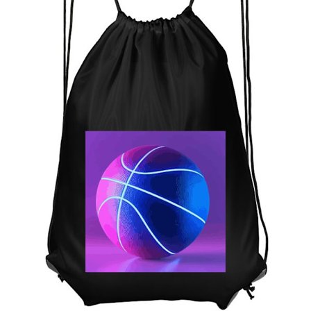 Jumppakassi Lapsille | Mukava ja Kätevä Koripallo juliste neon pallo urheilu kori värikäs violetti sininen hehkuva kenttä retro design urheilija