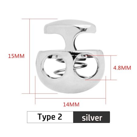 10 st/förpackning Fjäderspänne Sladdlås SILVER 2 2