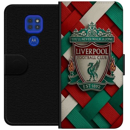 Kompatibel Tegnebogsetui til Motorola Motorola Moto G9 Play Liverpool Football Club-emblem med You'll Never Walk Alone i kraftigt grafisk design for p