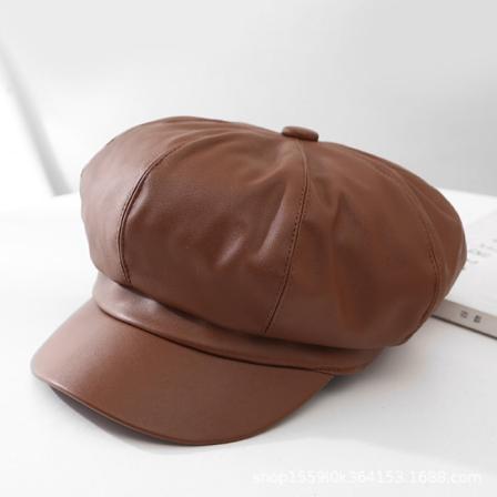 Baseballkasket 2022 Autumn Winter Læder Casual Ensfarvet Coffee 54-58cm
