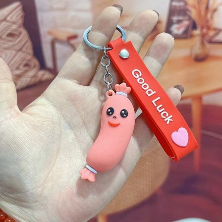 1 stk. Sød Tegneserie Pølse Nøglering Dukke Nøglering Til Kvinder Piger Taske Vedhæng Mad Figur Charms Nøglering Smykke Gave
