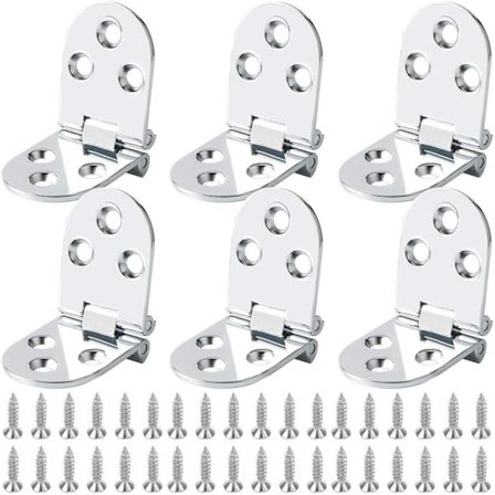 6 stk. Flat Dørskap Sammenleggbare Hengsler Bord, Symaskinbord; Sammenleggbar Flip Hengsel Sinklegering, Flip Top Hengsel med Skruer, Sølv