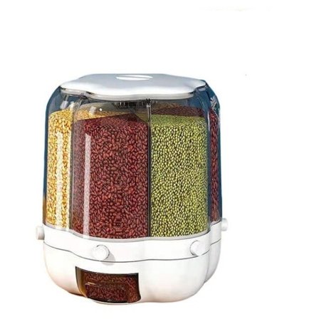 Roterande spannmål dispenser bulk spannmål ris fat separerade burkar förseglade insektssäker ris tank behållare