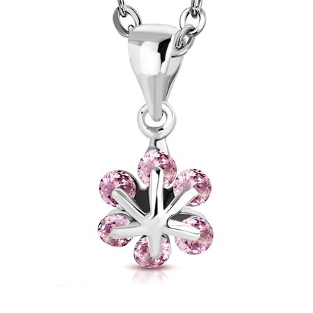 Halsband Blomma med rosa Cubic Zirkonia