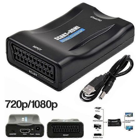 Scart Till HDMI-adaptrar HD Videoljudomvandlare Uppskalning USB-adapter