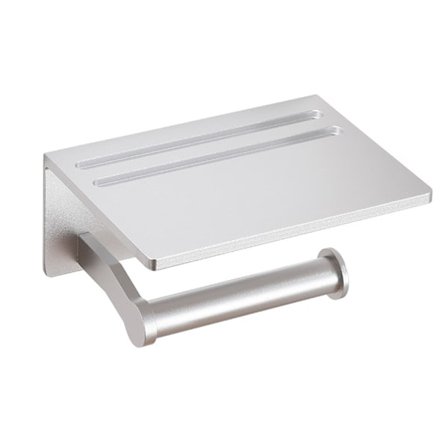 Toalettpappershållare med hylla, rostfritt silver aluminium