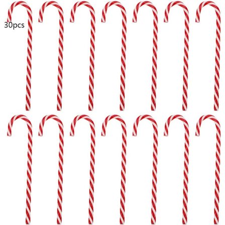 30-pak Candy Cane Juletræsornamenter Candy Cane Dekorationer Rød og Hvid 15 cm Træsornamenter Julekugler Juledekorationer