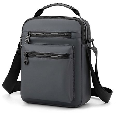 Miesten olkalaukku yksinkertainen olkalaukku Kestävä Oxford Bag -olkalaukku säädettävällä olkahihnalla, malli: harmaa - malli: harmaa - spot-ale