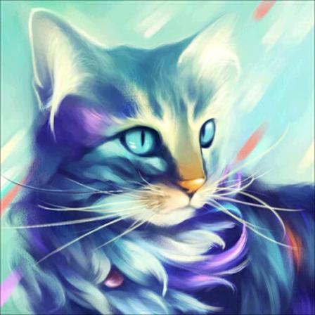 Diamond Painting 5d Diy Diamant Målning Blå Katt 30x30cm