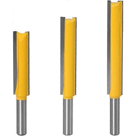 Tasausjyrsinterät - 3 kpl erikoispitkiä kovametallijyrsinteriä (50 mm, 63 mm, 76 mm) puuntyöstötyökalun leikkuuterä
