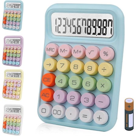 Søt elektronisk kalkulator, 12-sifret stor LCD-skjerm og store runde knapper, skrivebordskalkulator i godterifarge for kontoret_MGF