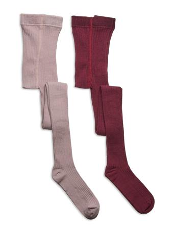 Stocking - Solid Rib 2-Pack Socks & Tights Tights Rosa Minymo