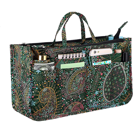 Painettu sisälaukku käsilaukun järjestäjä 13 taskua laajennettava vuorauslaukku pussi vetoketjullinen suljin kassi järjestäjä vaippalaukun sisäosa (